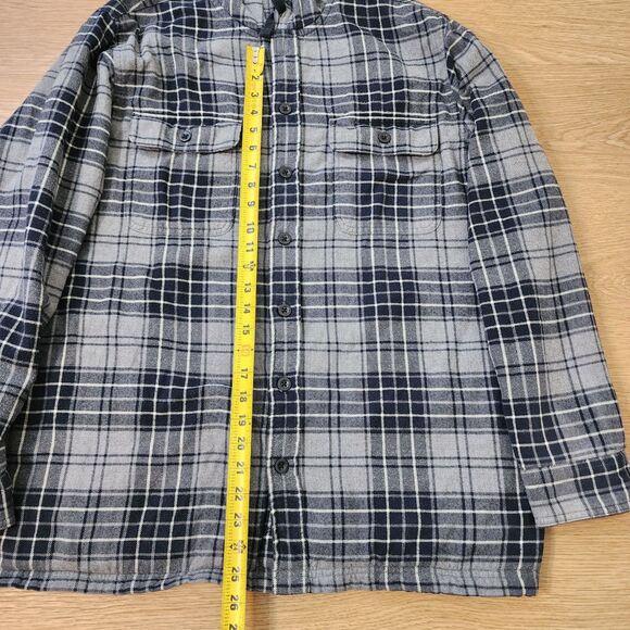 LL Bean Fleece Lined Flannel Shacket Mens L REG Traditional Fit Blue Plaid - Picture 2 of 14